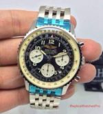 Swiss Fake Breitling Navitimer Mens Chronograph Watch SS Black Arabic